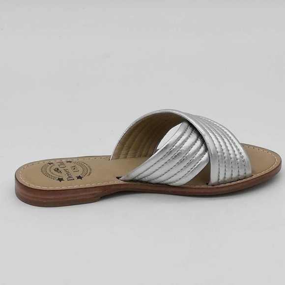 Driver Club USA Womens Santa Monica Slides Sandals Metallic Flat Slip On 5 M New - Picture 2 of 10
